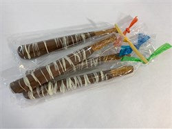 Gourmet Hand Dipped Pretzel Rods-White Chocolate Striped